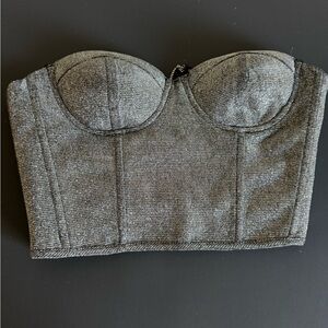 Michael Kors Black and Gray Bustier Top